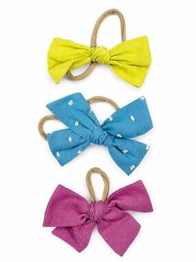 Small Shop Baby Bow Headband Set of 3 Nylon Fabric Bows